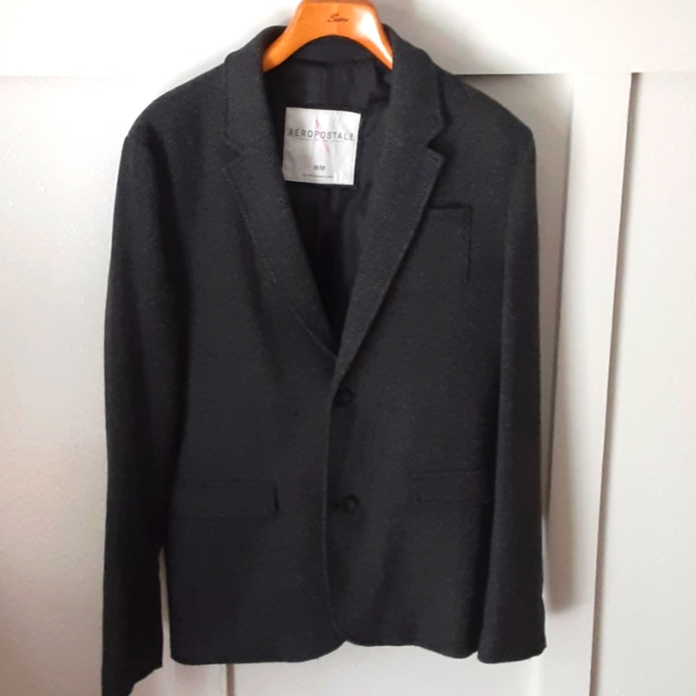 AEROPOSTALE, men's blazer, black/grey tweed.